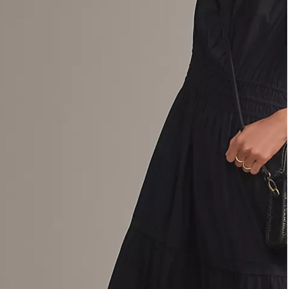 Anthropologie The Somerset Maxi Dress Poplin Edition Tiered Smocked Waist Black - Picture 4 of 9